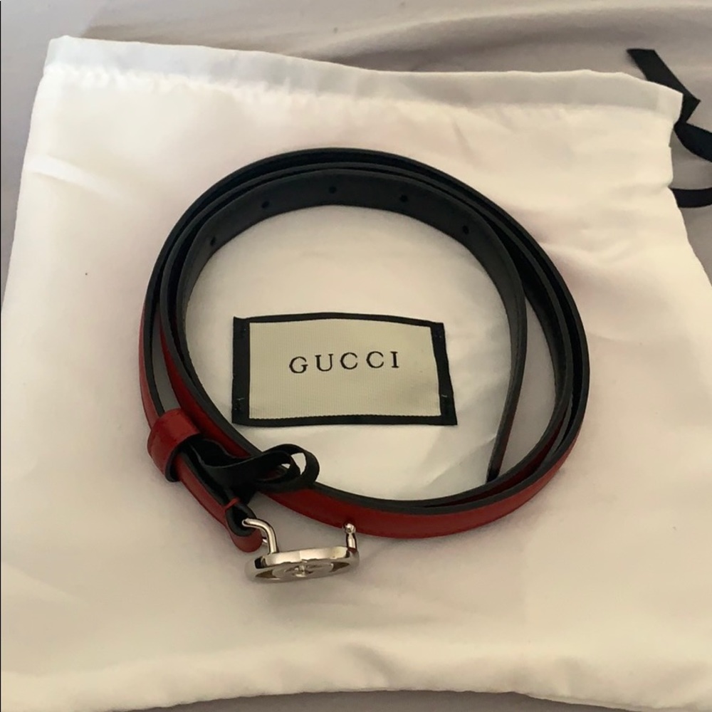 Authentic red skinny Gucci belt